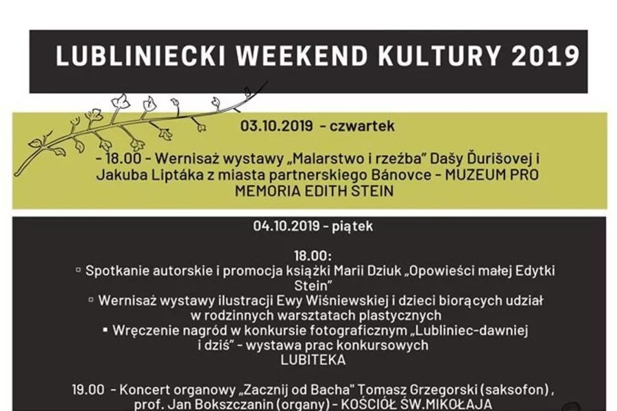 Lubliniecki Weekend Kultury 2019 - PROGRAM