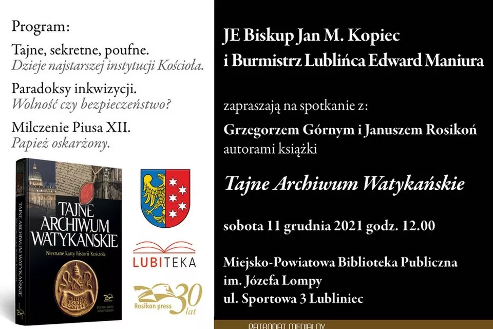 Spotkanie z autorami książki „Tajne Archiwum Watykańskie” w Lubitece